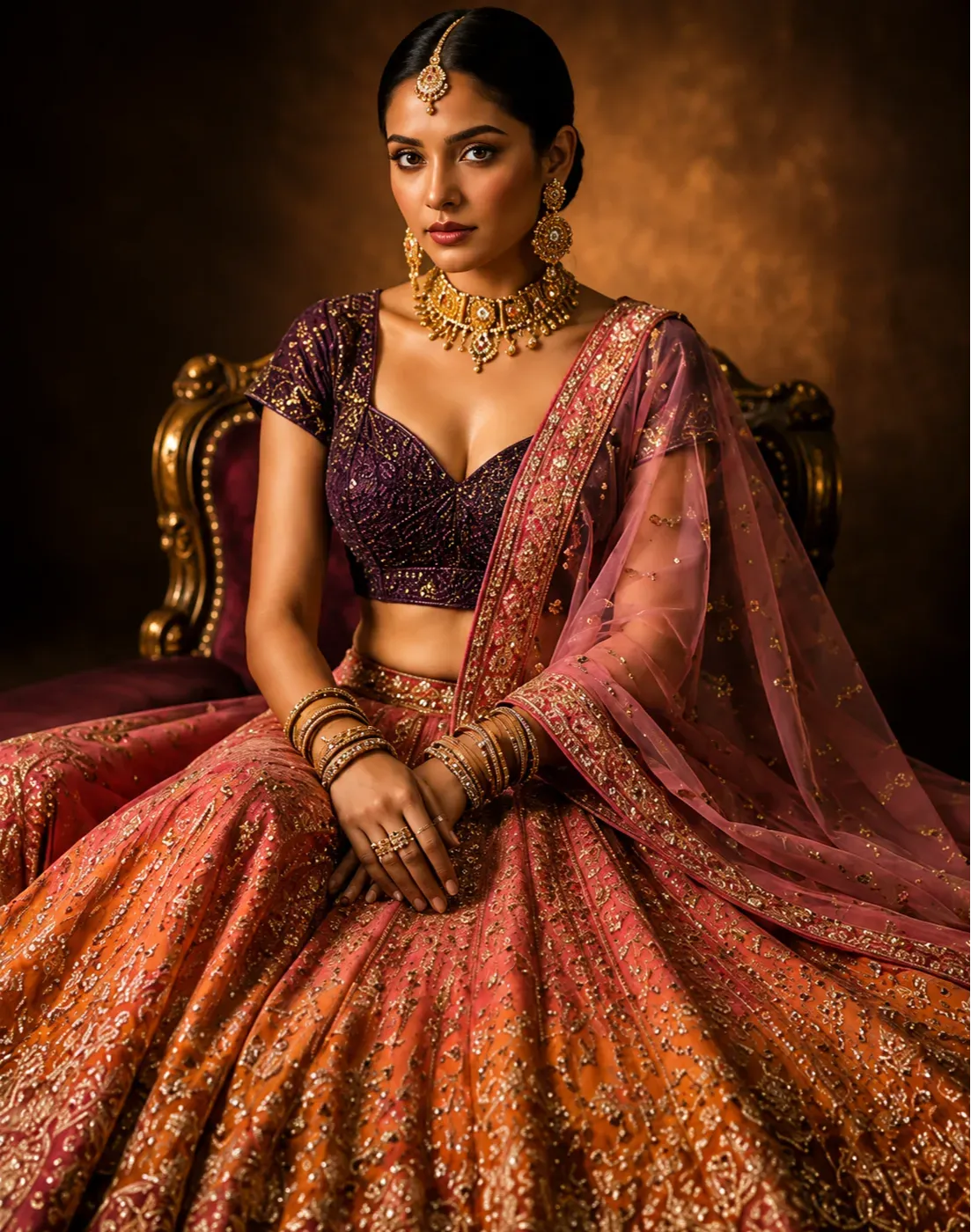 Pink Zardosi Brocade Readymade Lehenga