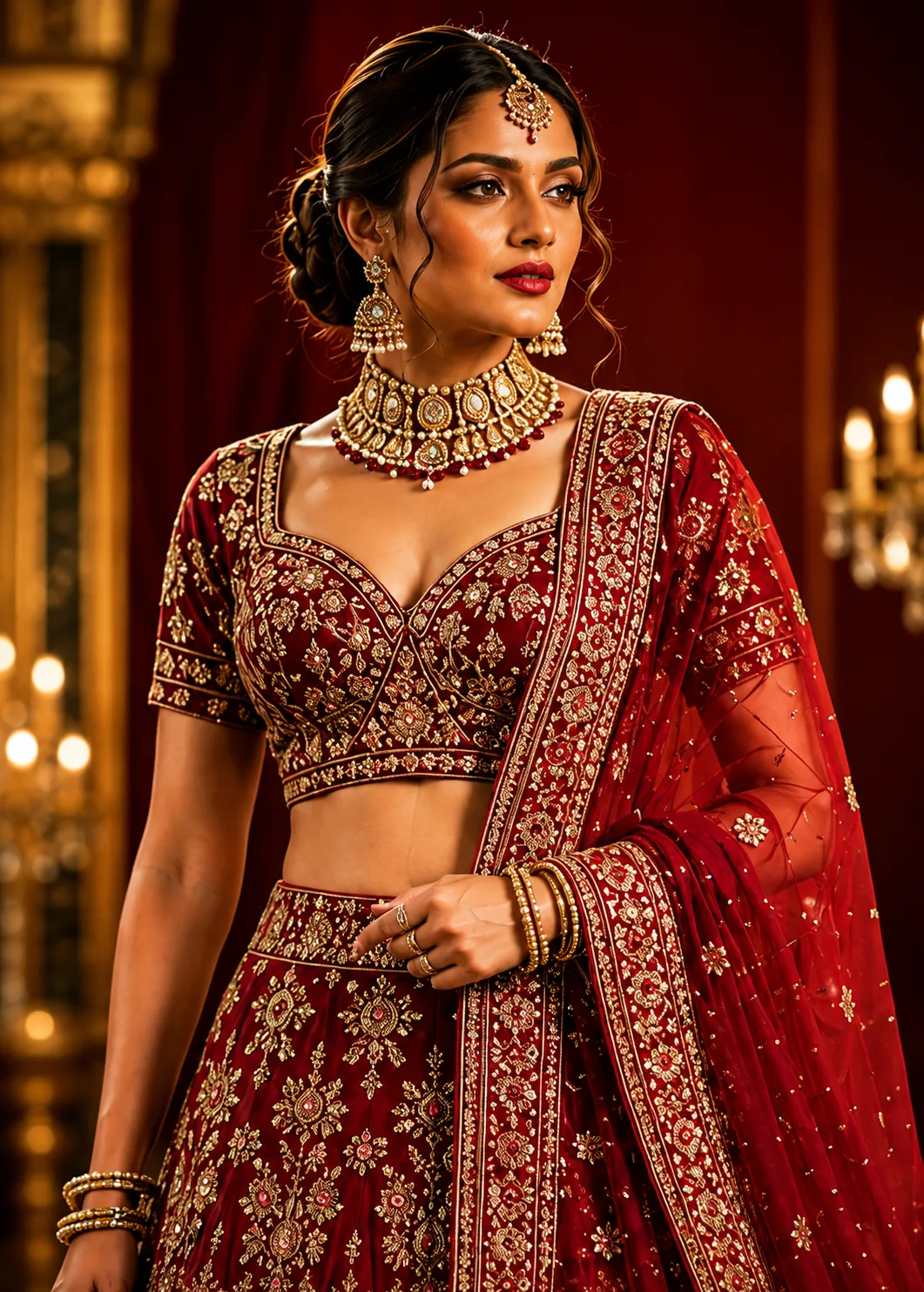 Red Zardosi Raw Silk Readymade Lehenga