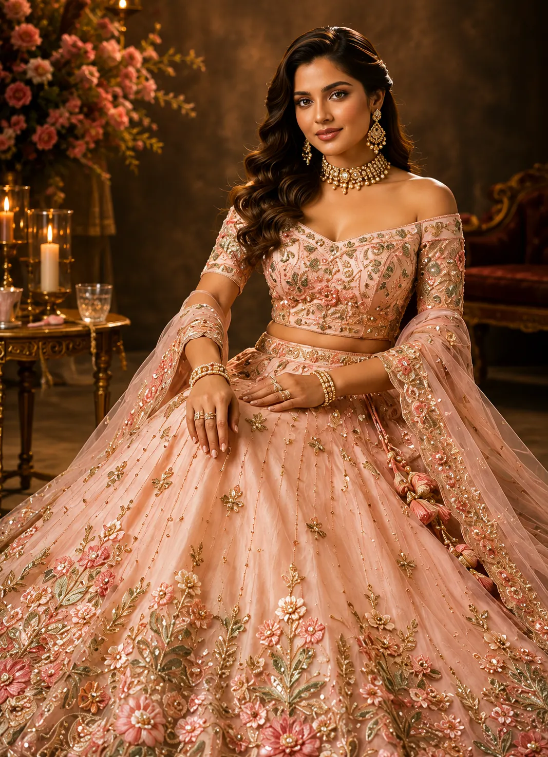 Baby Pink Zardozi (Gold) Raw Silk Readymade Lehenga