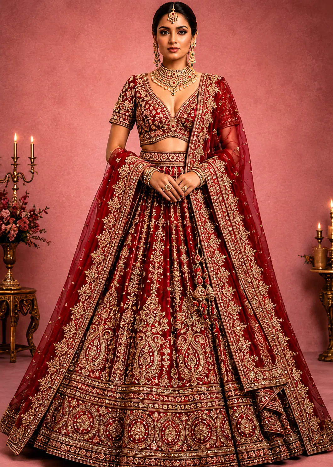 Cherry Blossom Festive Bridal Lehenga