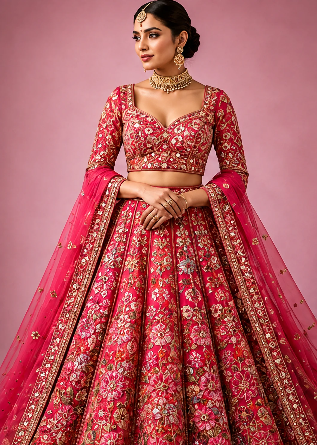 Exclusive zardozi Royal Pink Affair Lehenga