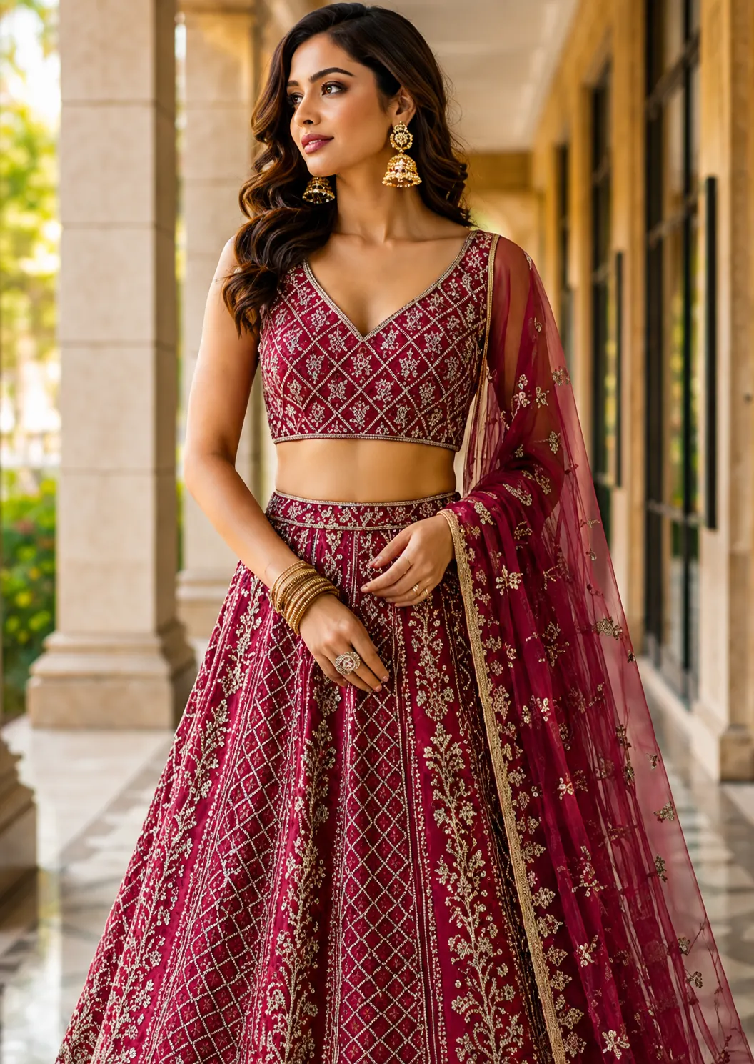 Embellished Semi Stitched Lehenga Choli (Pink)