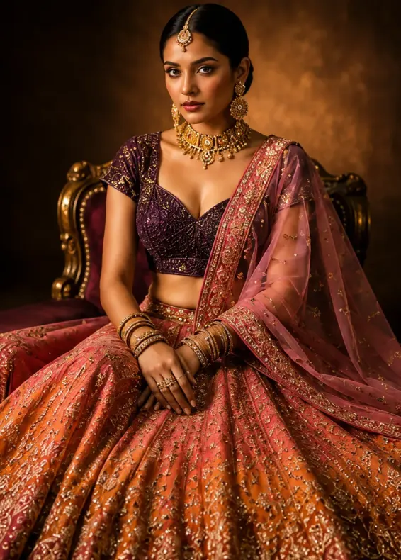 Pink Zardosi Brocade Readymade Lehenga