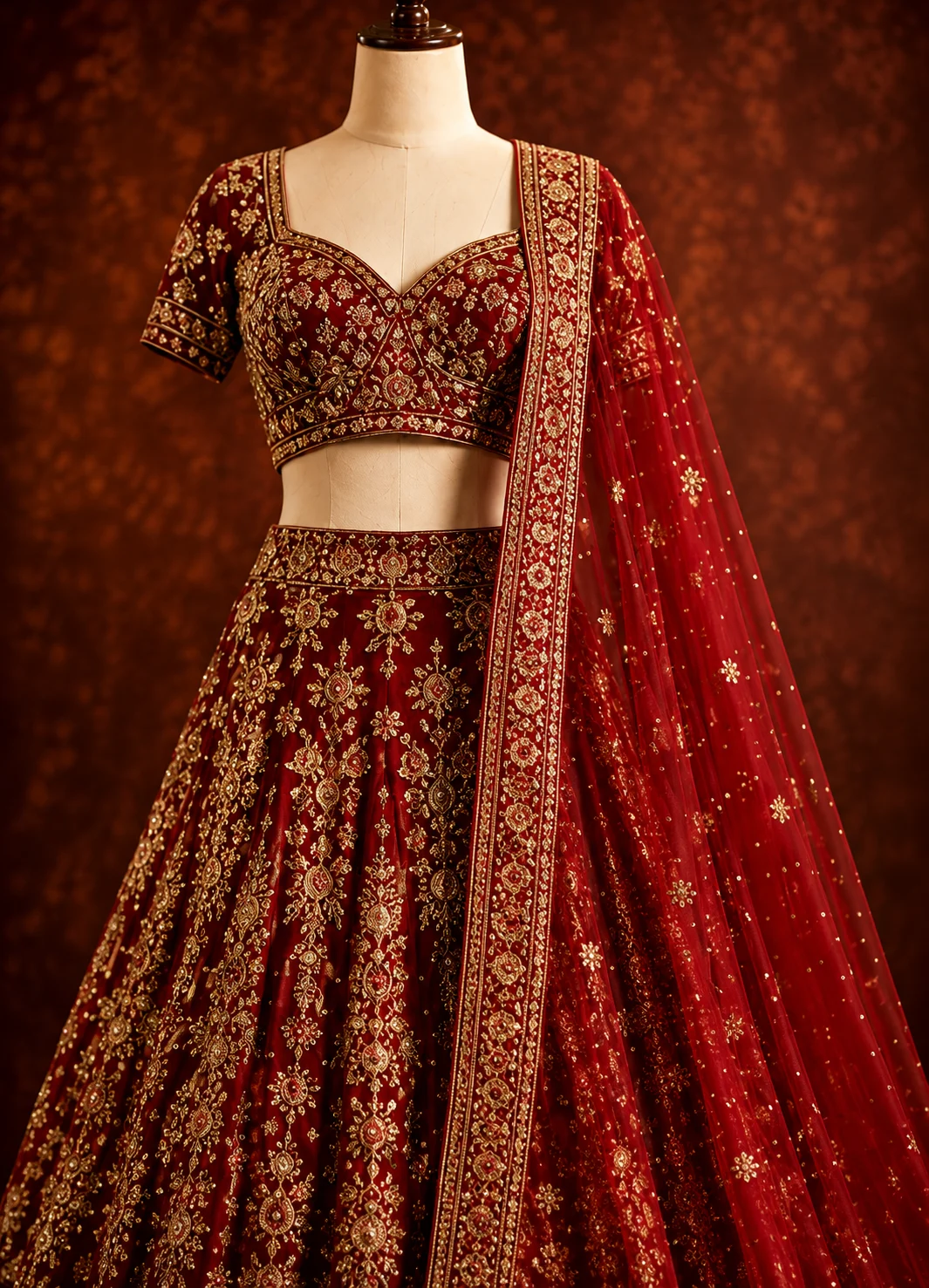 Red Zardosi Raw Silk Readymade Lehenga
