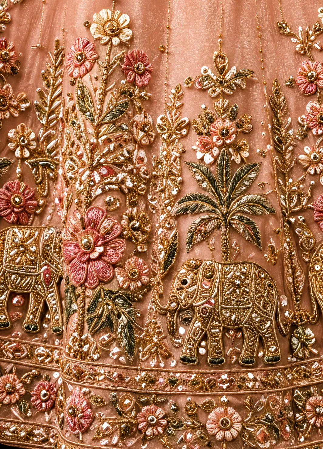 Baby Pink Zardozi (Gold) Raw Silk Readymade Lehenga