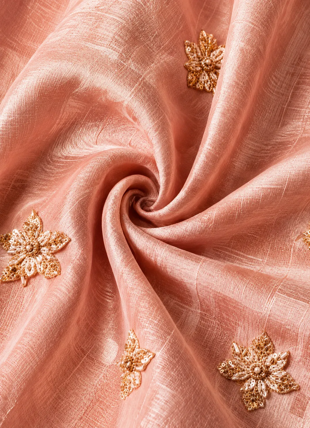 Baby Pink Zardozi (Gold) Raw Silk Readymade Lehenga