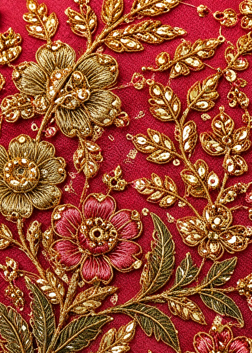 Rani Pink Zardozi (Gold) Raw Silk Semi-Stitched Lehenga