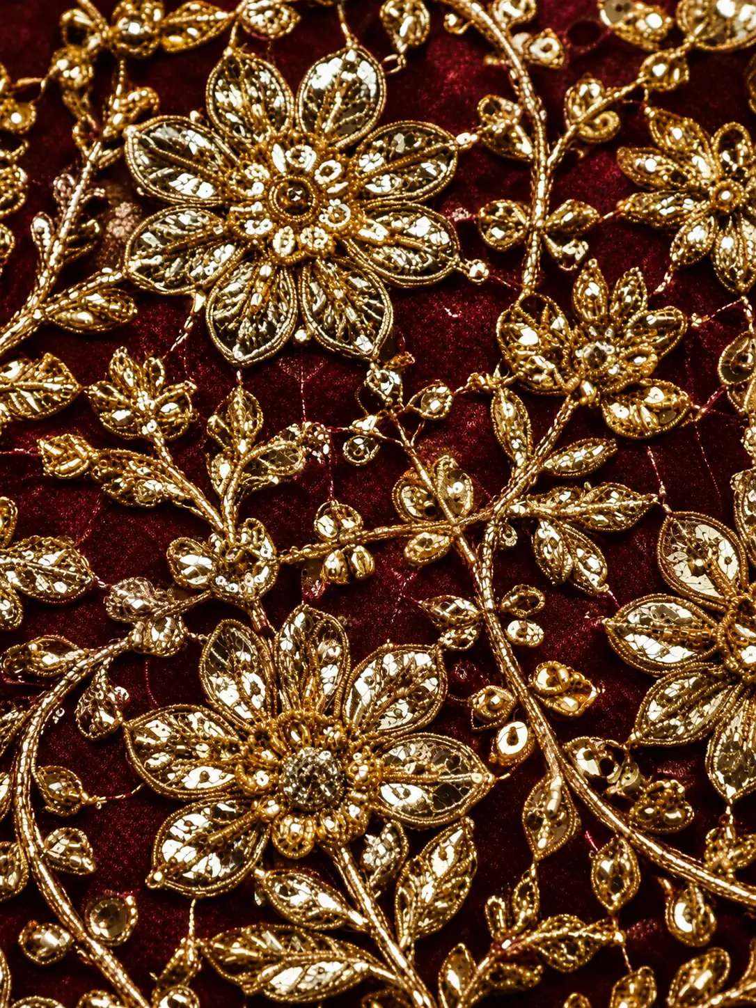 Maroon Zariwork (Gold) Net Readymade Lehenga