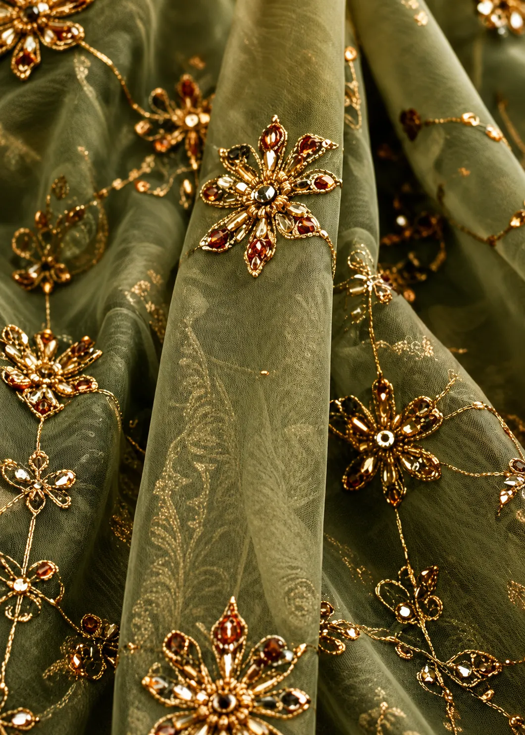 Rust Orange Sequins Embroidered Raw Silk Bridal Lehenga