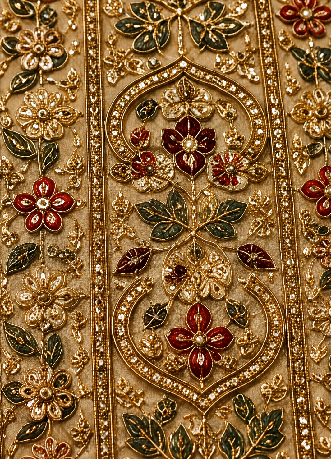 Ivory Resham Embroidered Silk Wedding Lehenga with Double Dupatta