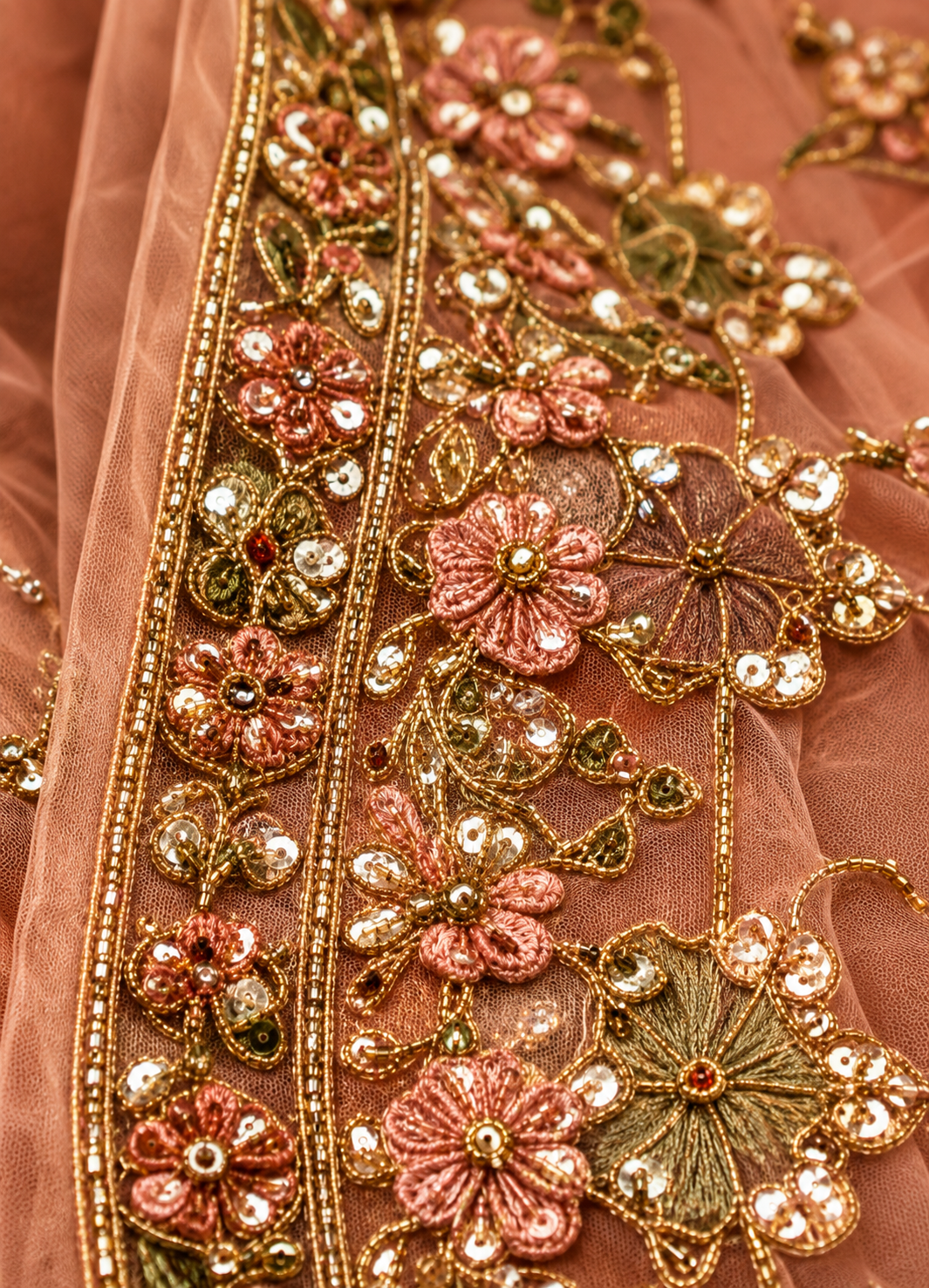 Baby Pink Umbrella Style Silk Bridal Lehenga with Plunged Neck Blouse
