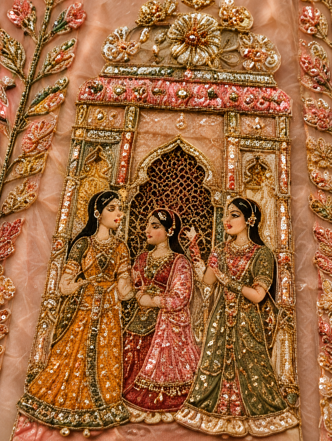 Baby Pink Umbrella Style Silk Bridal Lehenga with Plunged Neck Blouse