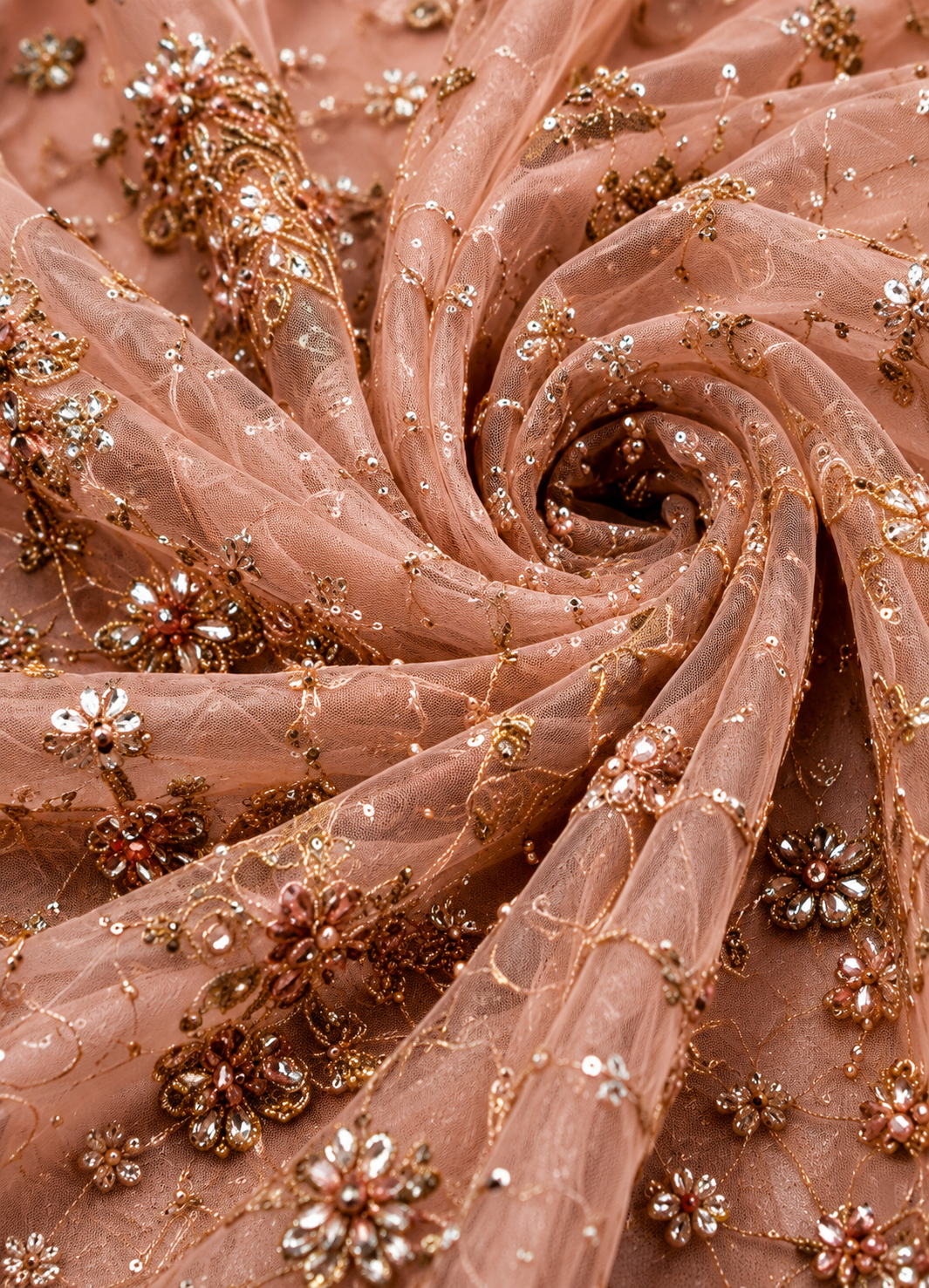 Baby Pink Umbrella Style Silk Bridal Lehenga with Plunged Neck Blouse