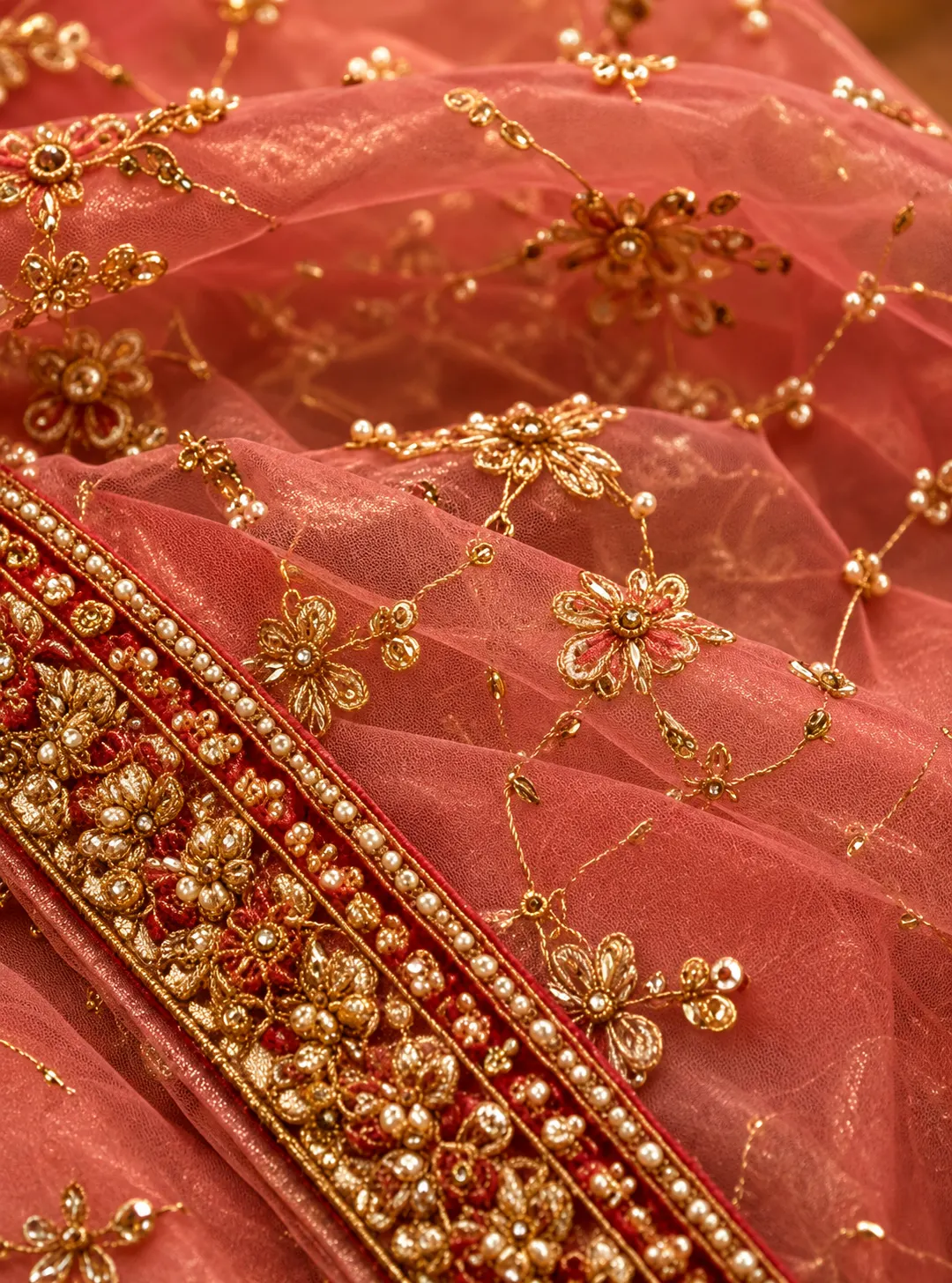 Cannoli Cream Resham Embroidered Silk Exclusive Bridal Lehenga