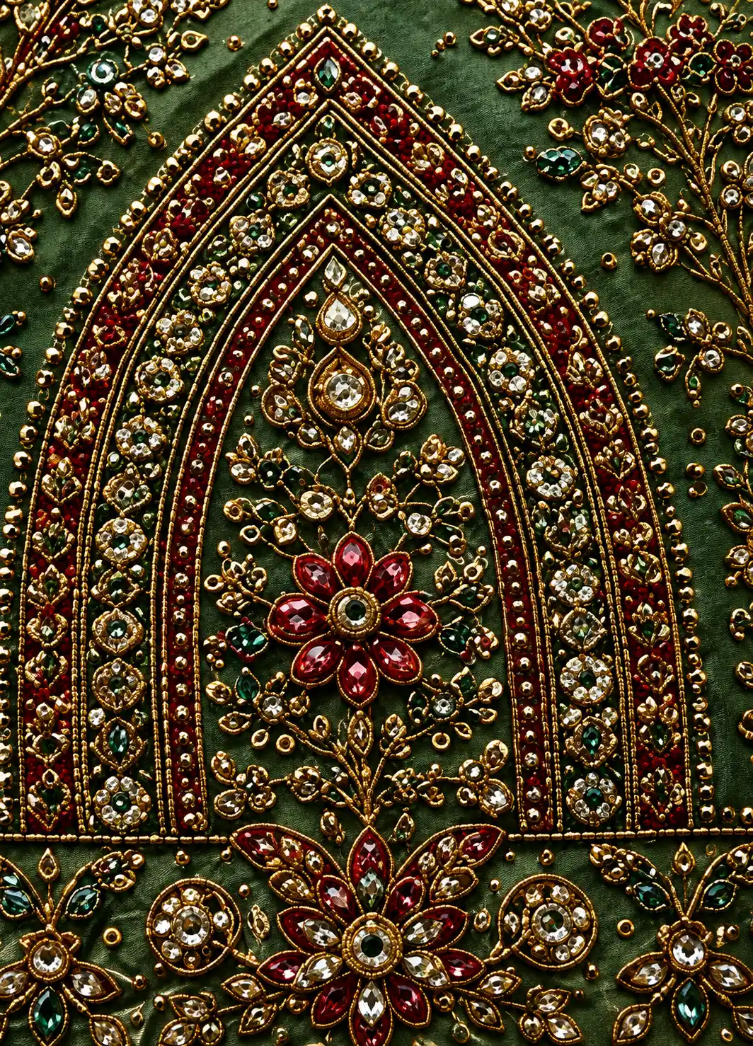 Sea Green Bead Embroidered Silk Bridal Lehenga with Double Duppatta