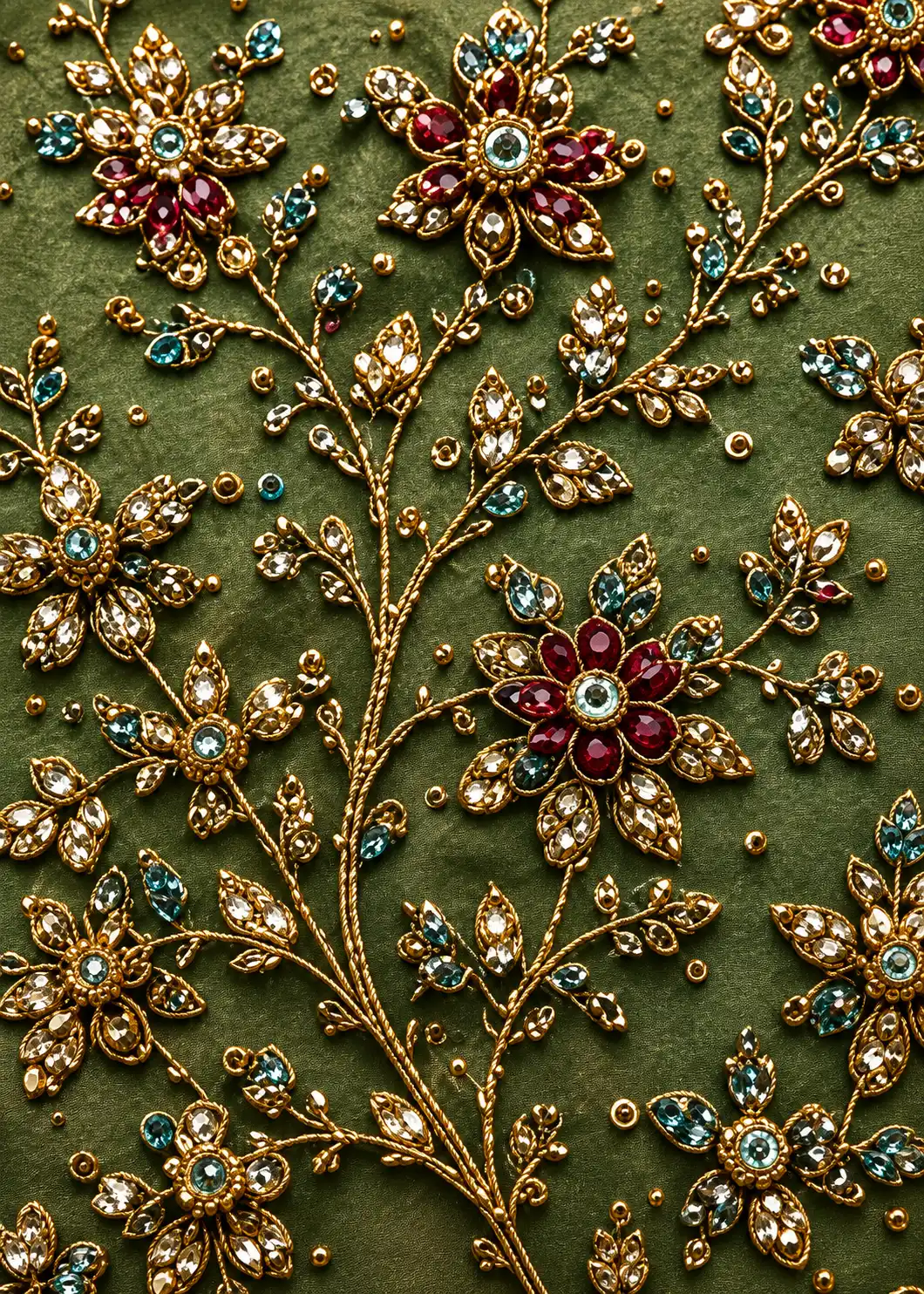 Sea Green Bead Embroidered Silk Bridal Lehenga with Double Duppatta