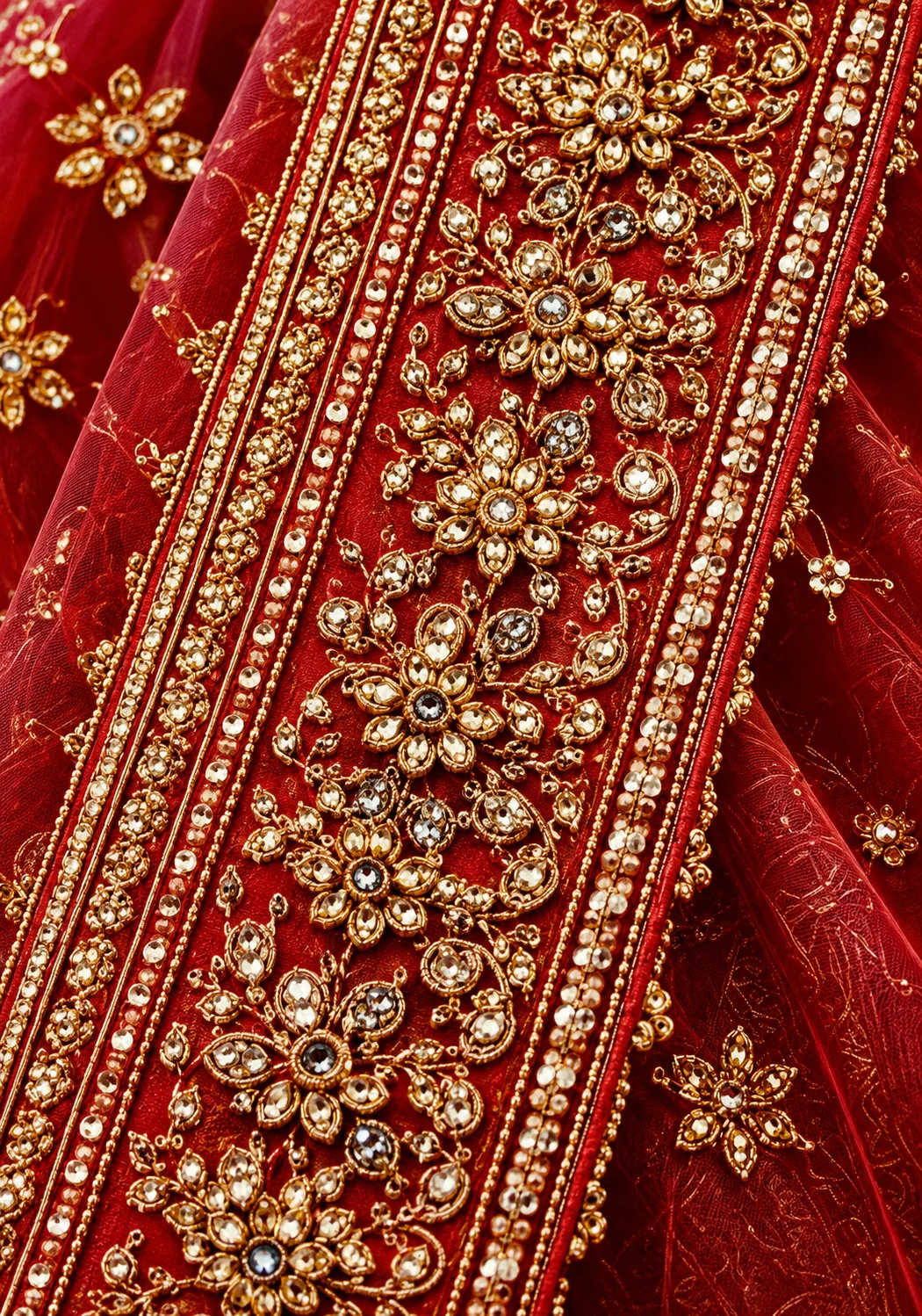 Sea Green Bead Embroidered Silk Bridal Lehenga with Double Duppatta