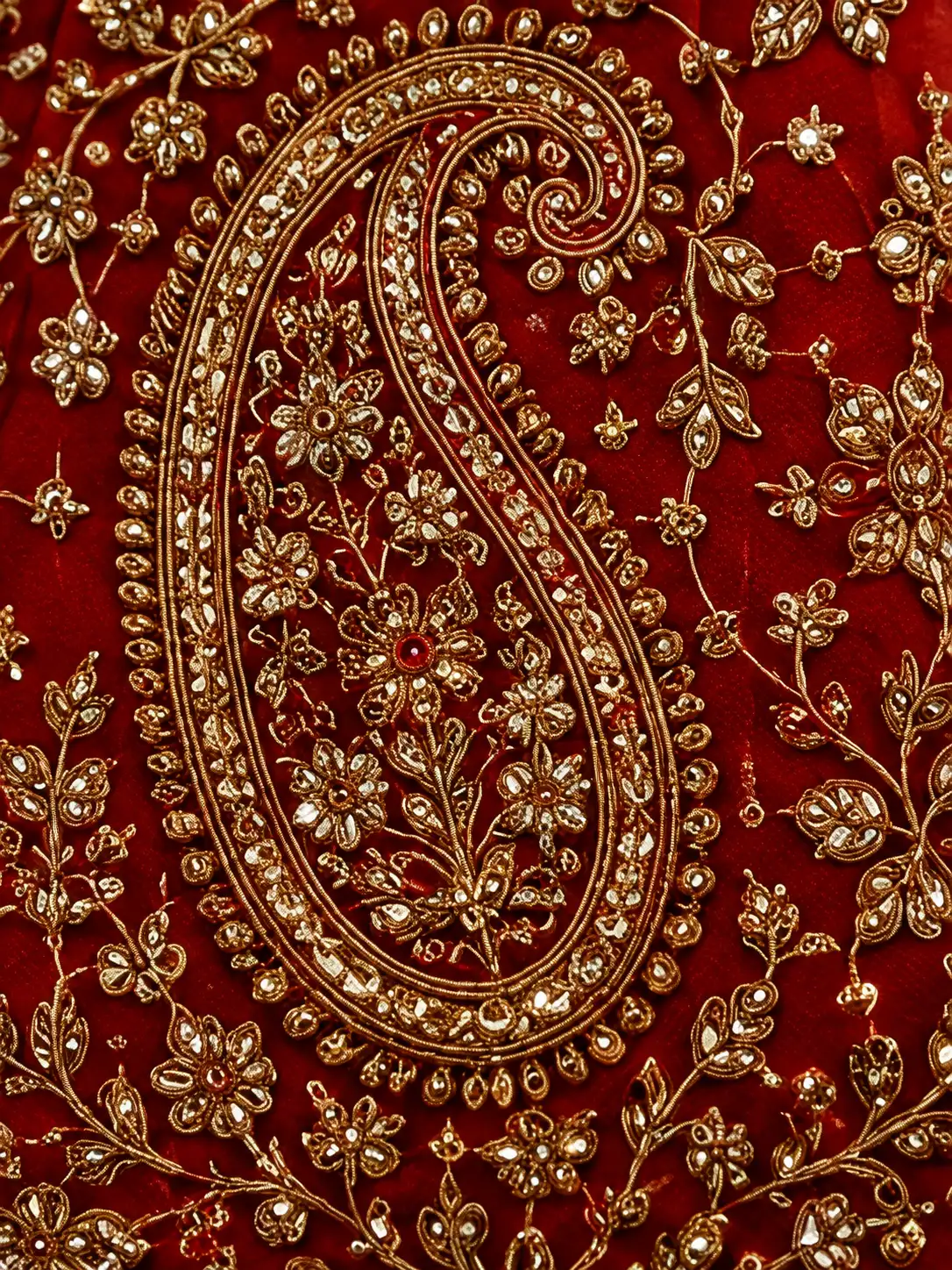 Red Zardosi Embroidered Silk Bridal Lehenga with Double Dupatta