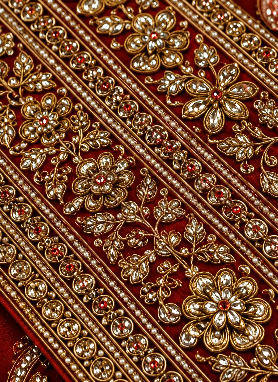 Red Zardosi Embroidered Silk Bridal Lehenga with Double Dupatta