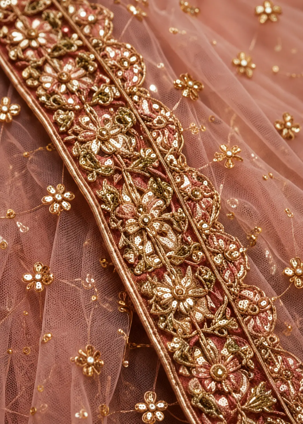 Pale Pink Resham Embroidered Silk Engagement Lehenga with Double Dupatta