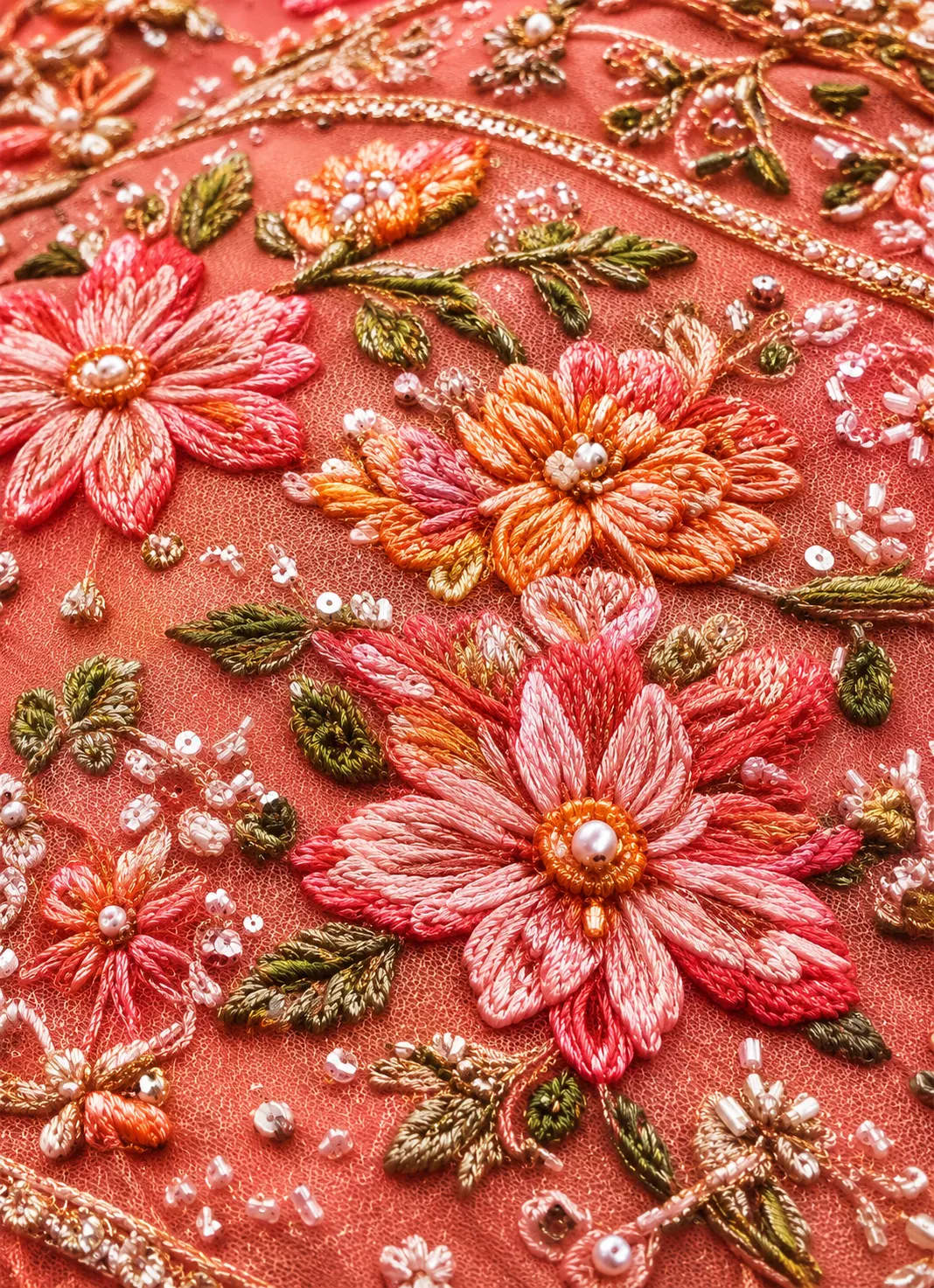 Pink Shaded Resham Embroidered Reception Lehenga with Curve U Neck Blouse