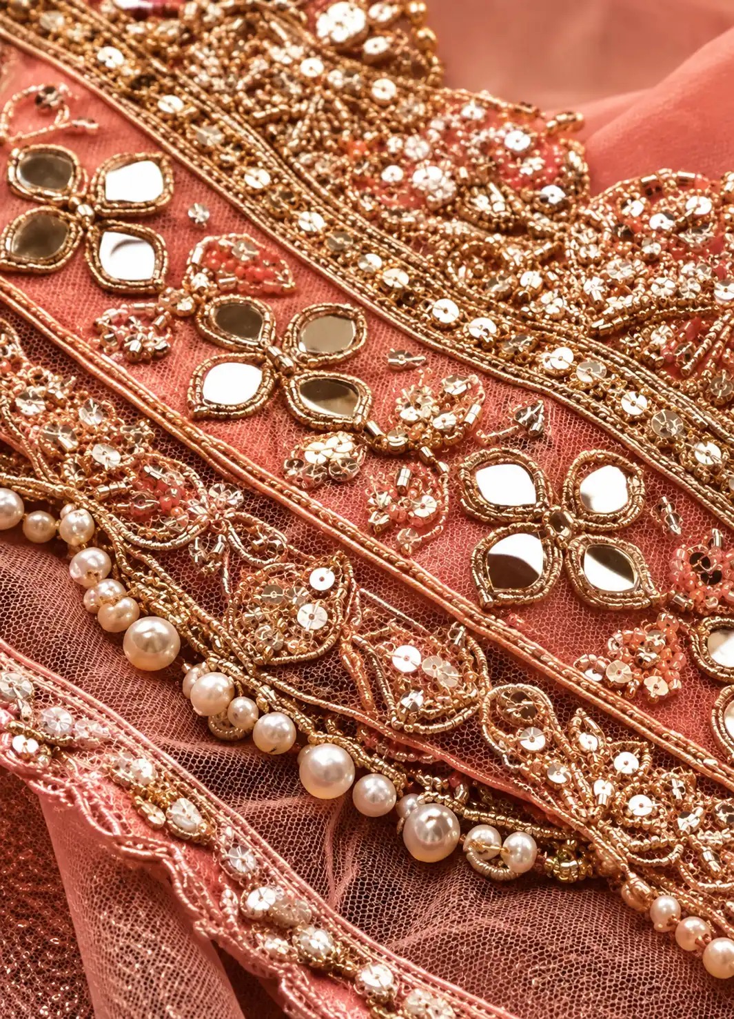 Pink Shaded Resham Embroidered Reception Lehenga with Curve U Neck Blouse