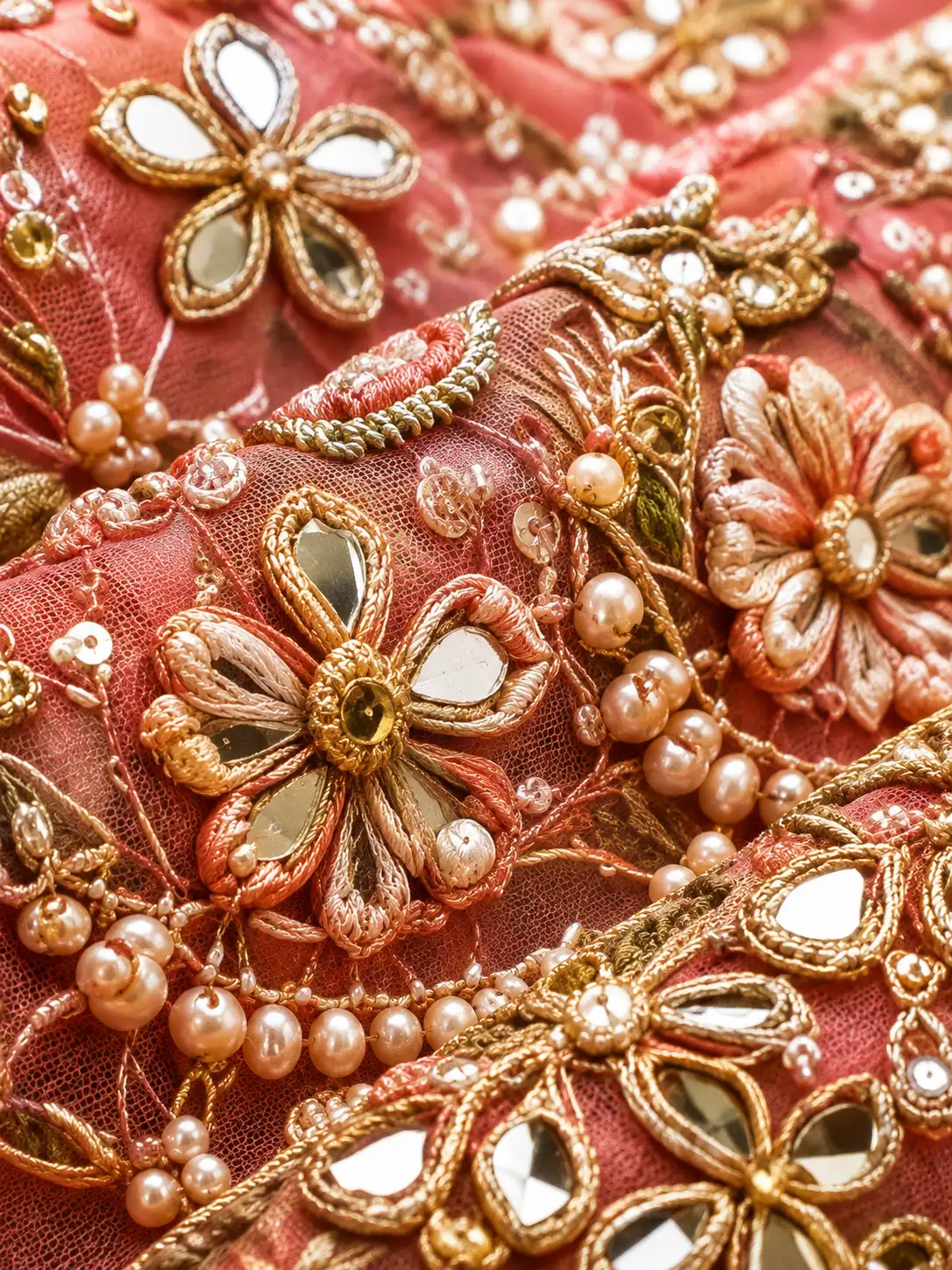 Pink Shaded Resham Embroidered Reception Lehenga with Curve U Neck Blouse