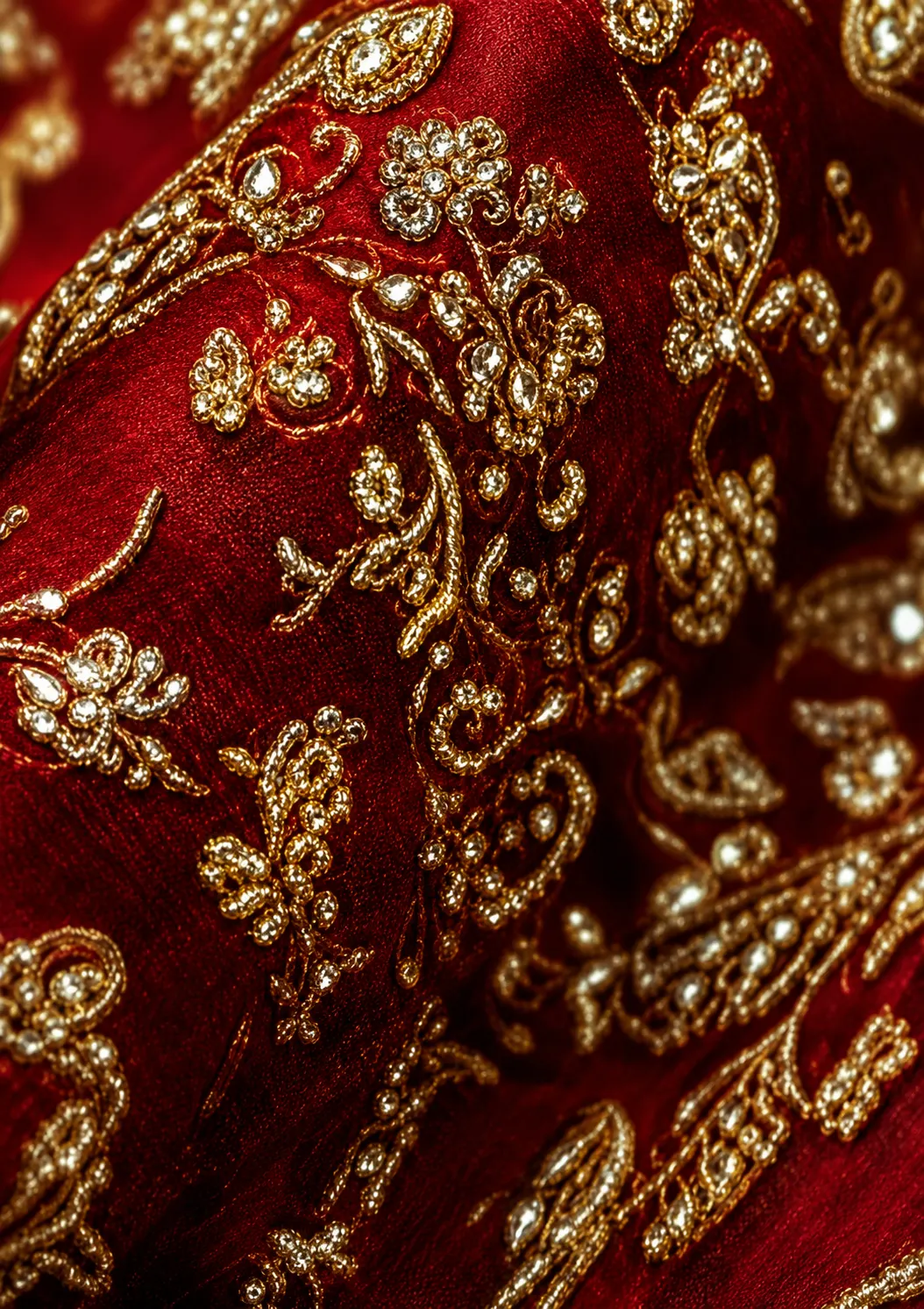 Red Resham Embroidered Silk Bridal Lehenga with Double Dupatta