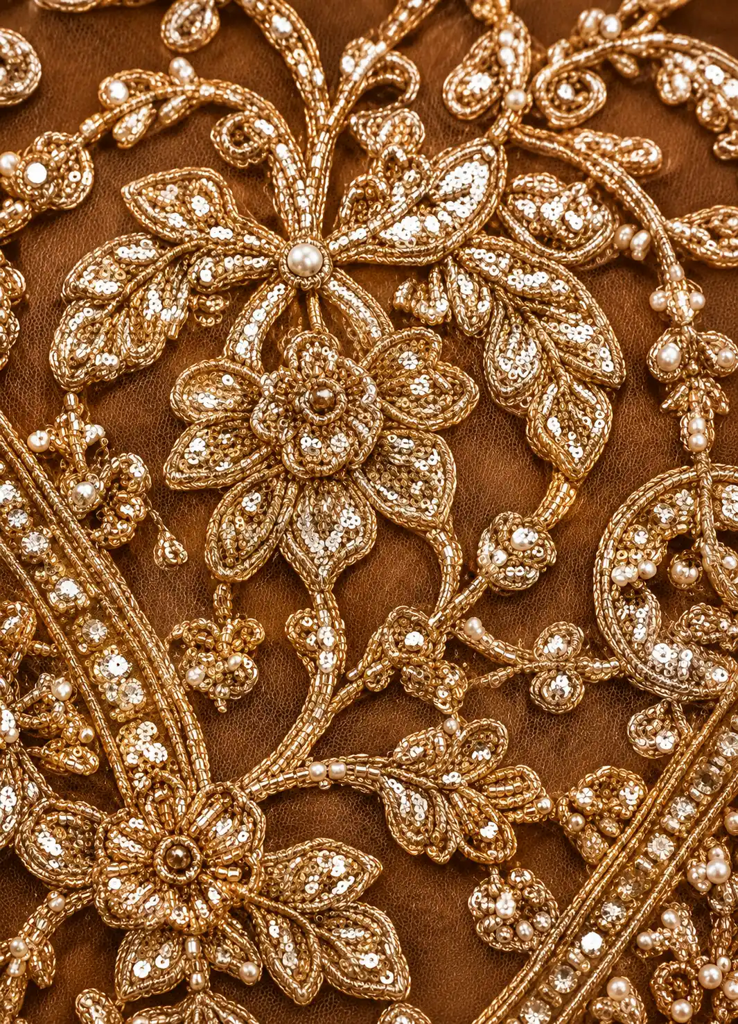Beige Net Engagement Lehenga with Curve V Neck Blouse