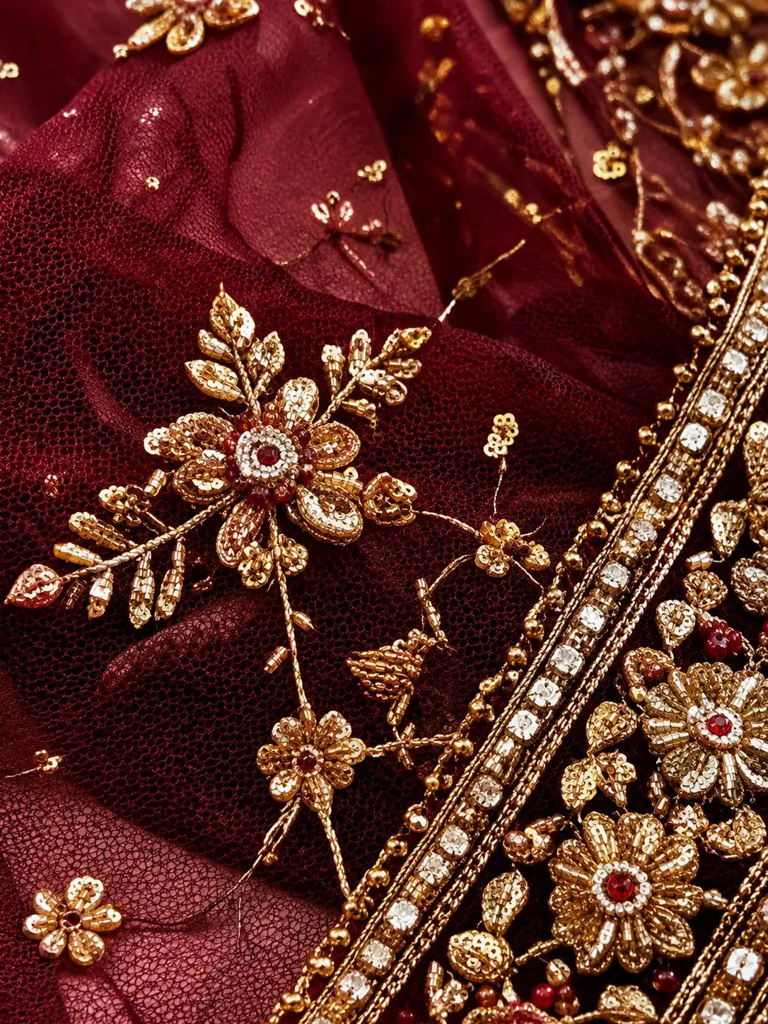 Velvety Maroon Elegance Bridal Lehenga