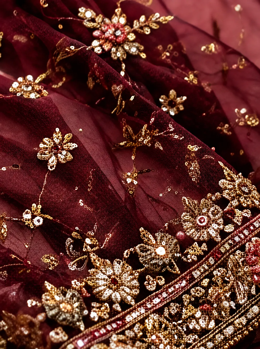 Velvety Maroon Elegance Bridal Lehenga