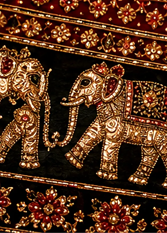 Zari Embroidered Bridal Lehenga with Signature Elephant Border
