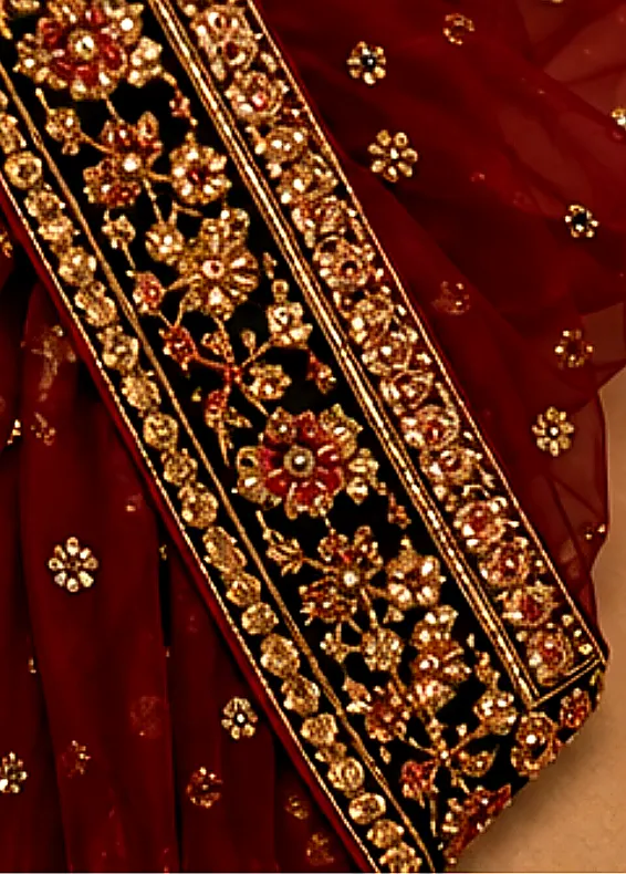 Zari Embroidered Bridal Lehenga with Signature Elephant Border