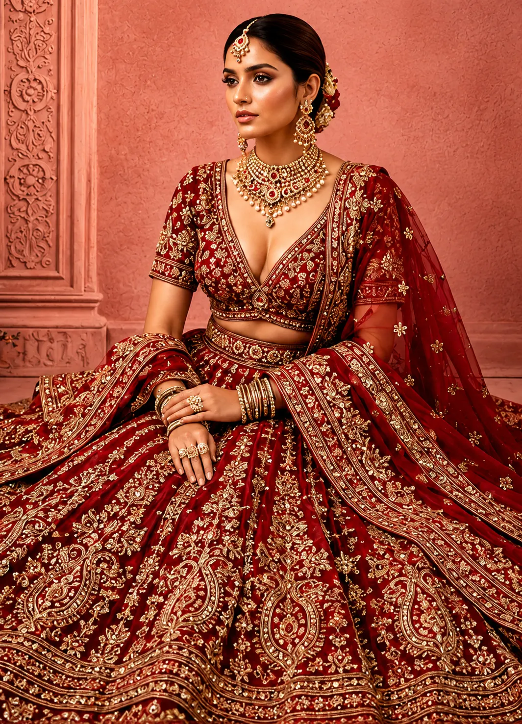 Cherry Blossom Festive Bridal Lehenga