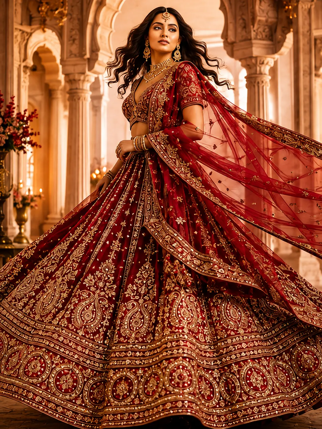 Cherry Blossom Festive Bridal Lehenga