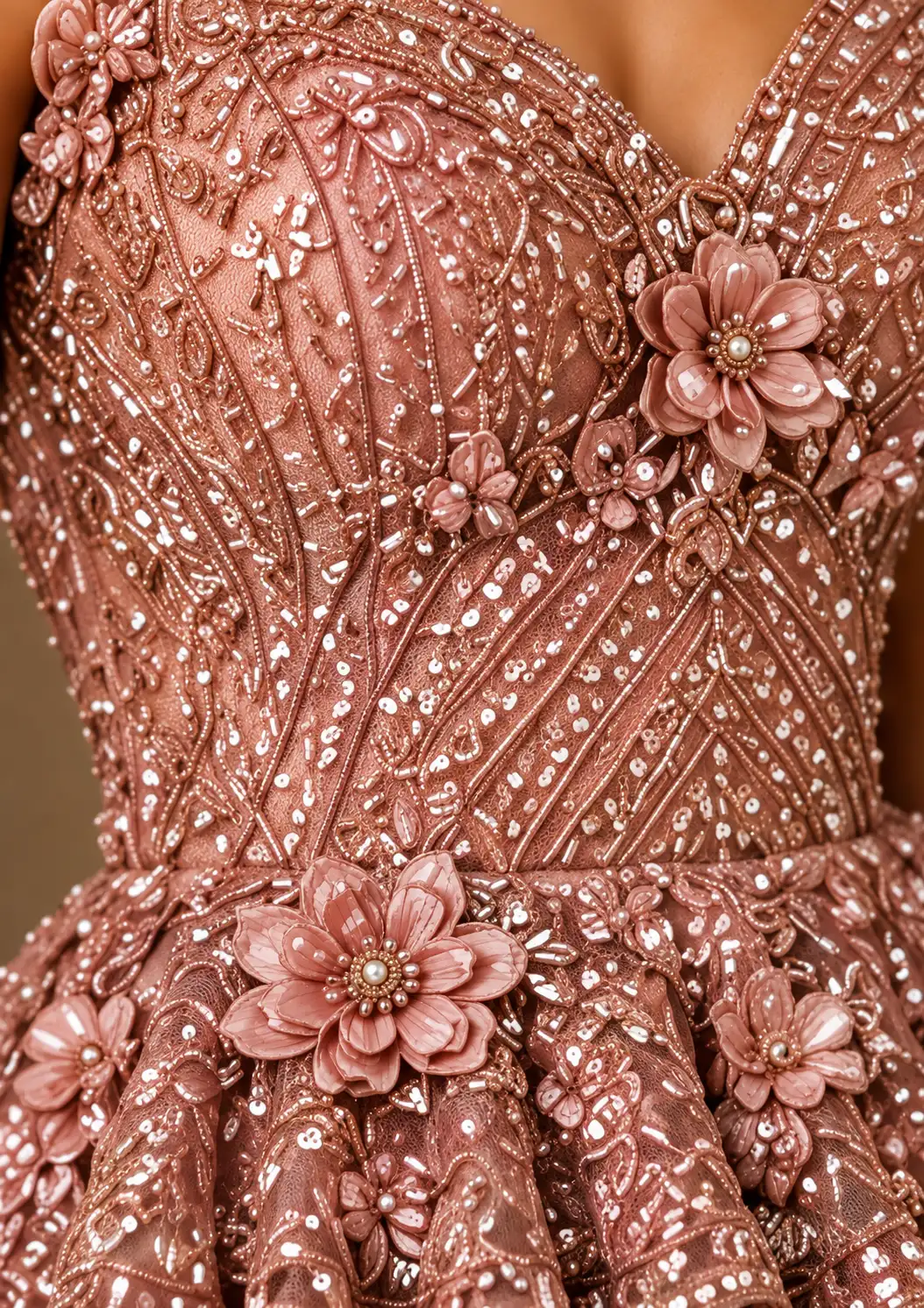 Dusty Rose Pink Heavily Embroidered Mermaid Lehenga