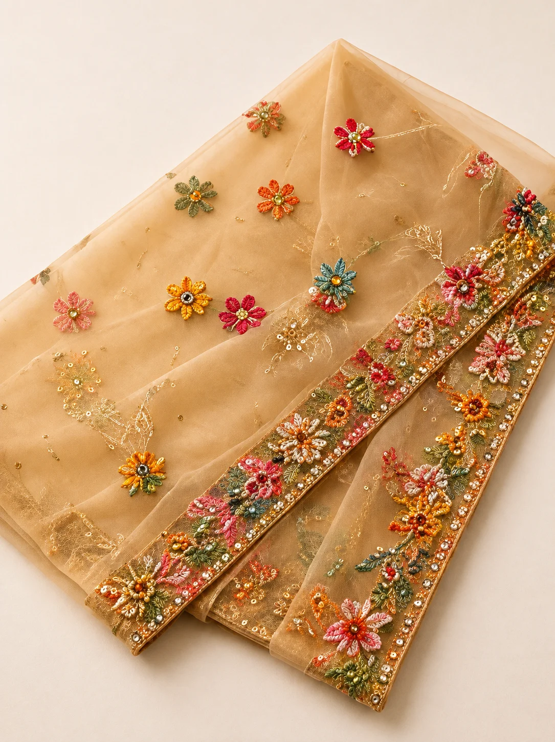 Chikoo Georgette multicolor thread wedding lehenga choli