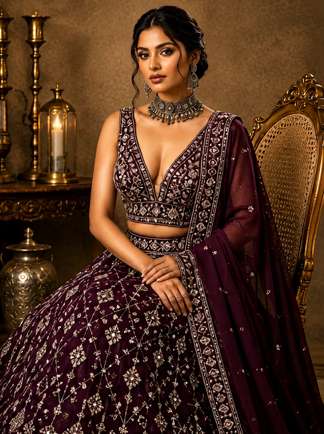 Purple Faux Georgette Wedding Lehenga Choli