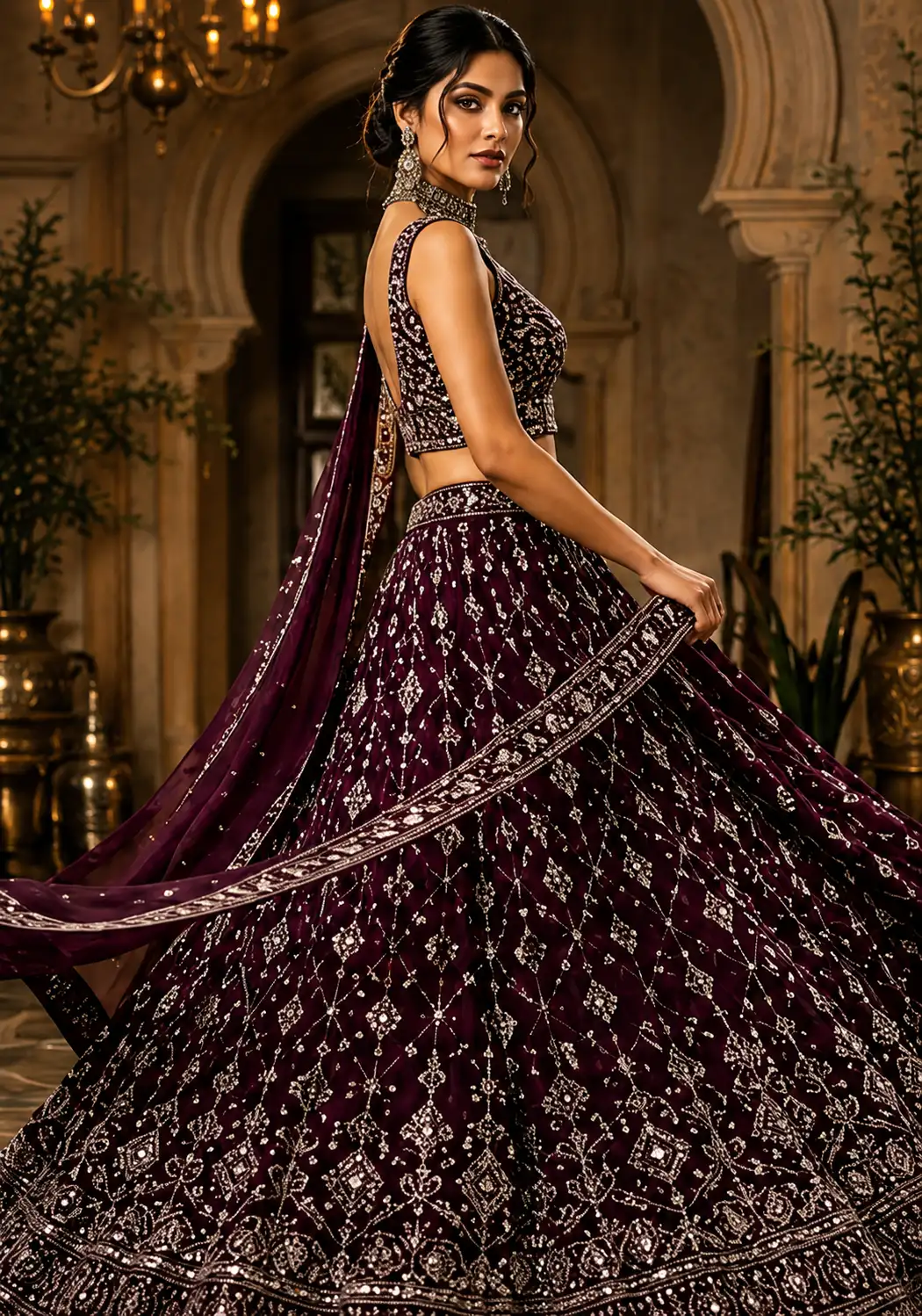 Purple Faux Georgette Wedding Lehenga Choli