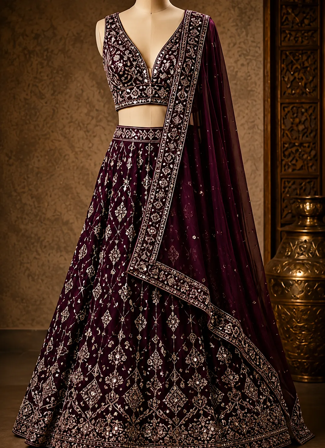 Purple Faux Georgette Wedding Lehenga Choli