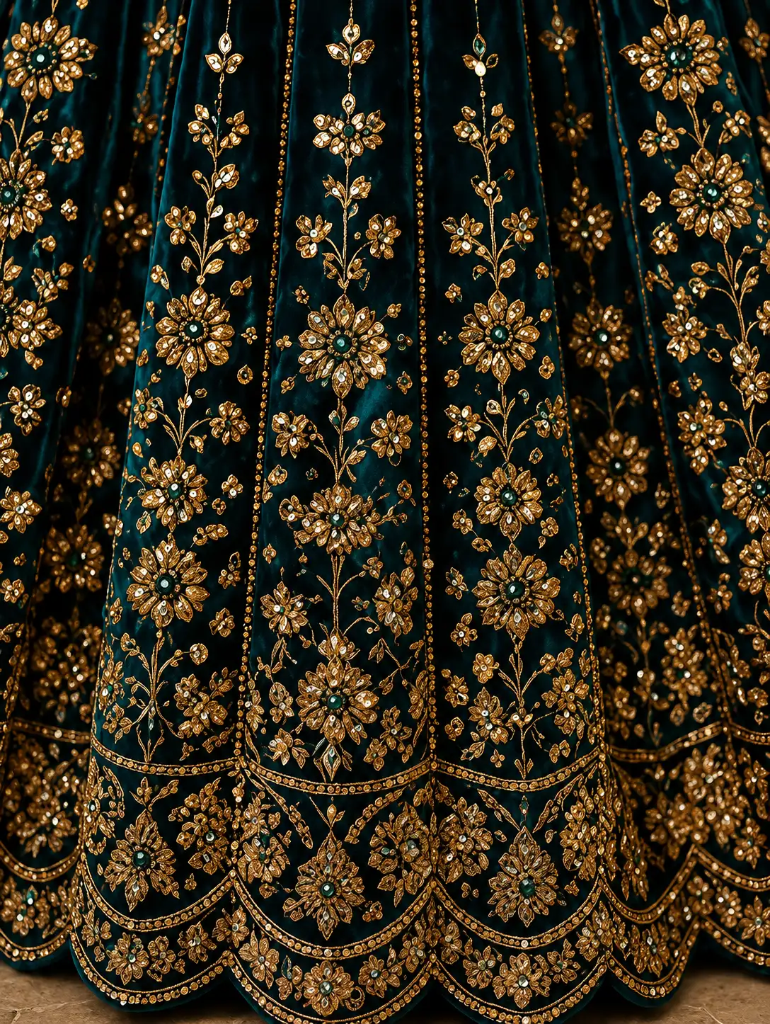 Peacock Blue Sequins Embroidery Lehenga Choli for Women
