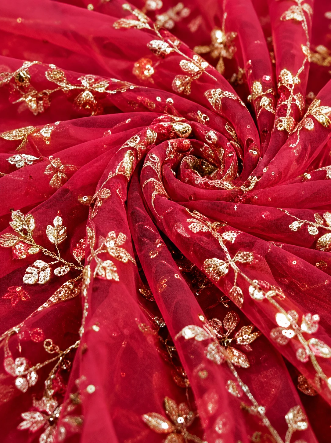 Red -Pink Sequins Embroidery Wedding Lehenga Choli