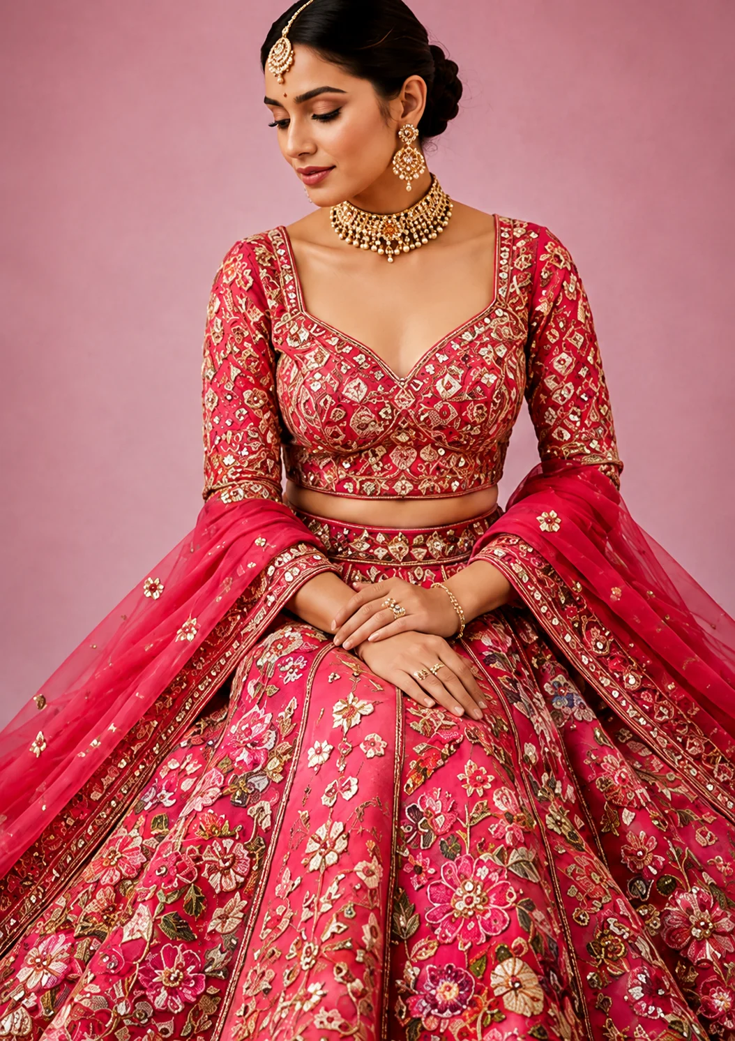 Exclusive zardozi Royal Pink Affair Lehenga