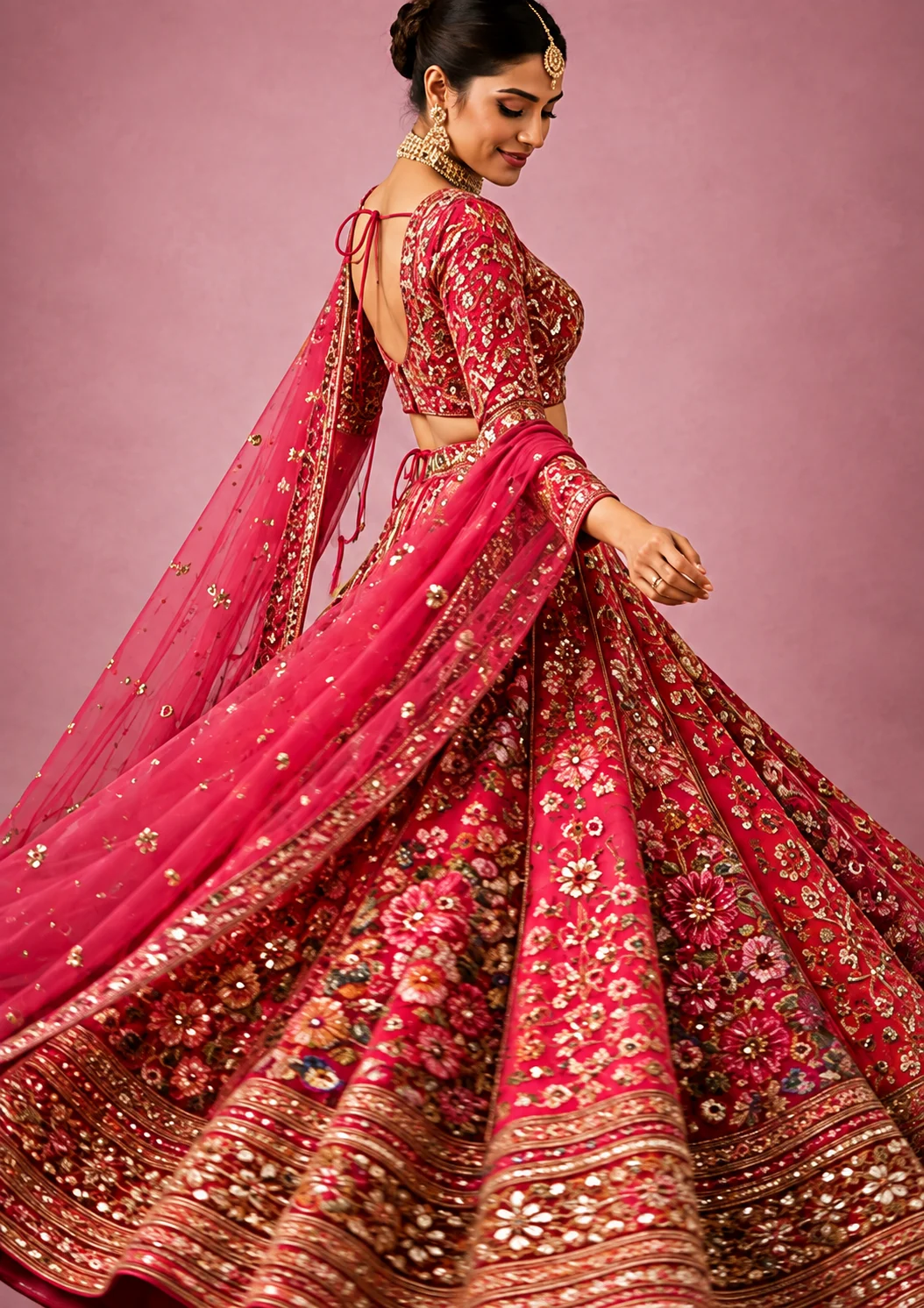 Exclusive zardozi Royal Pink Affair Lehenga