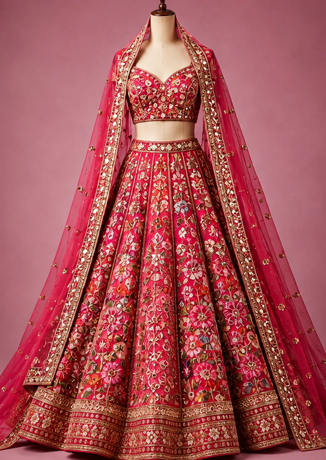 Exclusive zardozi Royal Pink Affair Lehenga