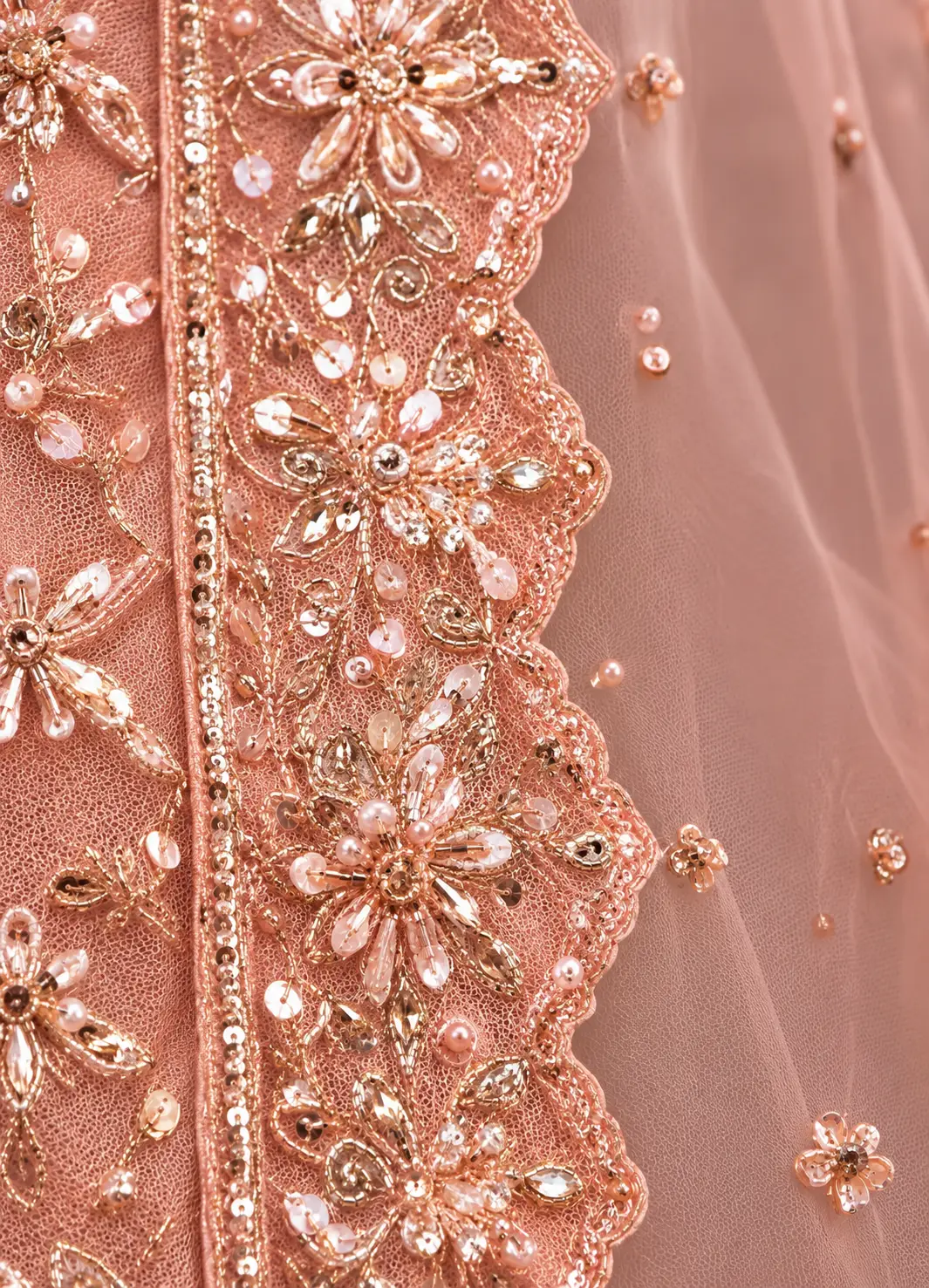 Baby Pink colored georgette lehenga choli