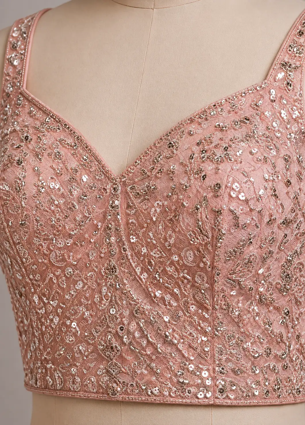 Baby Pink colored georgette lehenga choli