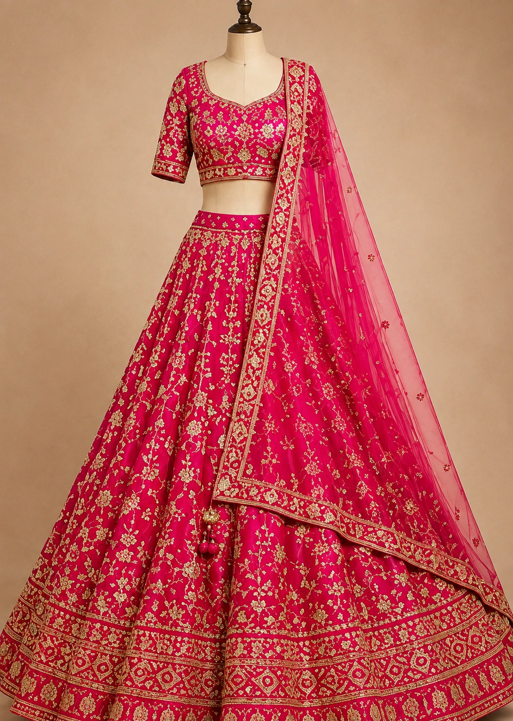Gajari malai satin wedding Lehenga choli