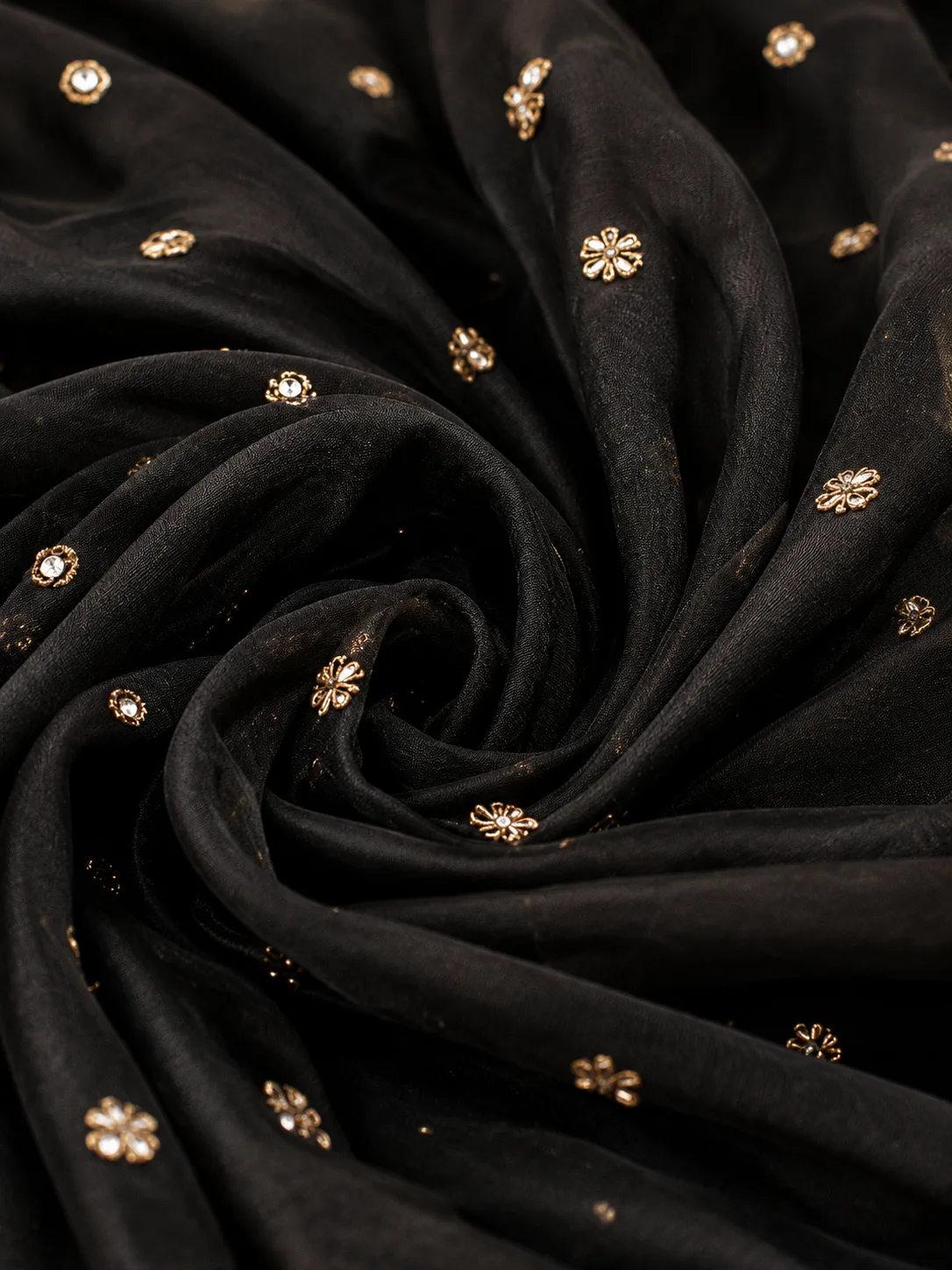 Black organza silk wedding mirror look lehenga choli