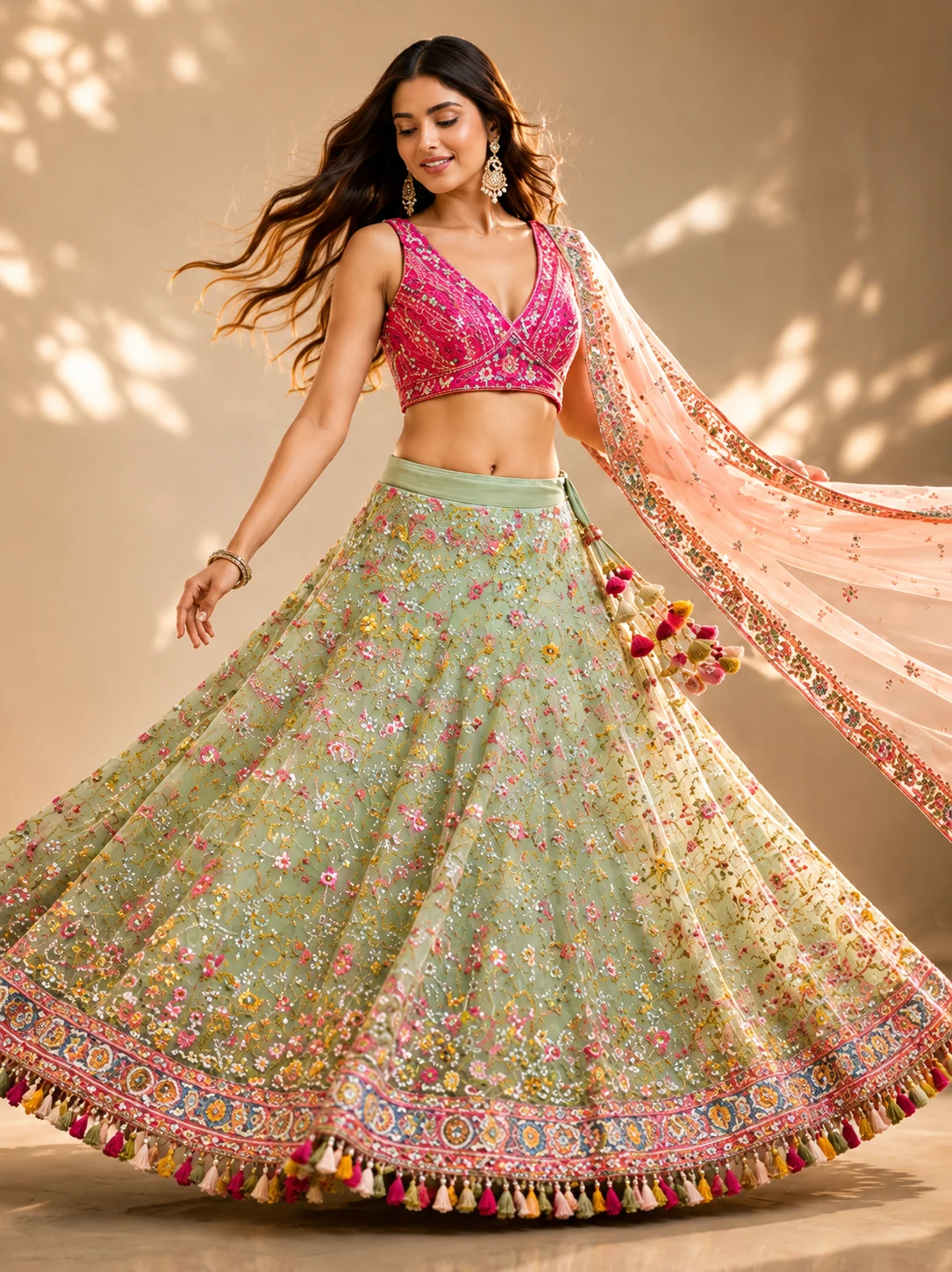 Faux Georgette Real Mirror Sequins Embroidered Semi-Stitched Lehenga Choli with Dupatta